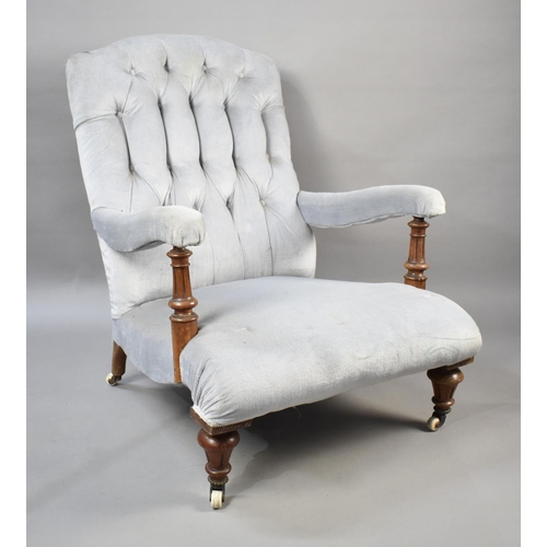 503 - A 19th Century Button Backed Armchair the Manner of Howard & Sons on Castor Supports