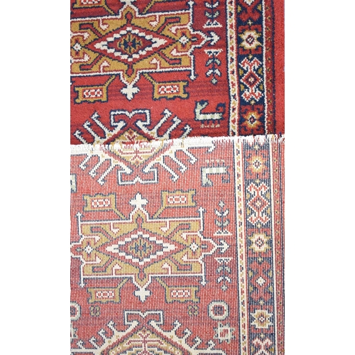 508 - A Patterned Runner or Stair Carpet on Red Ground, 387x52cms Approx, Cut