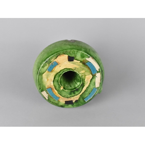 77 - A Green Glazed Pottery Bedchamber Stick, 15cms High