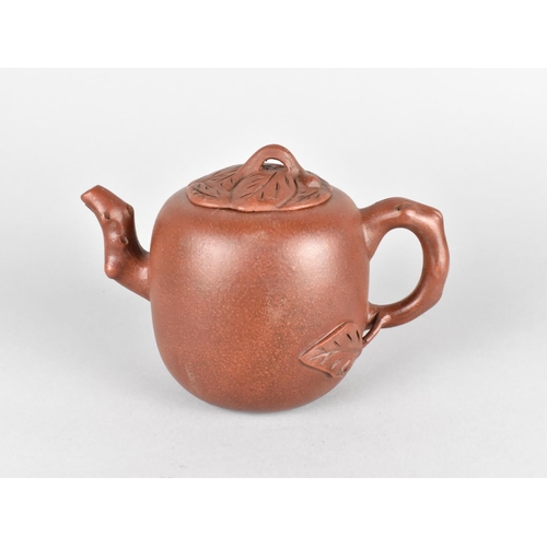 88 - A Chinese Yixing Teapot, Stylised Spout and Handle with Incised Inscription and Sealmark to Base, Si... 