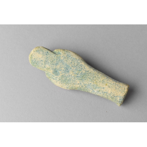 96 - An Egyptian Blue Glazed Faience Ushabti Figure in Typical Mummified Form, 9cms High