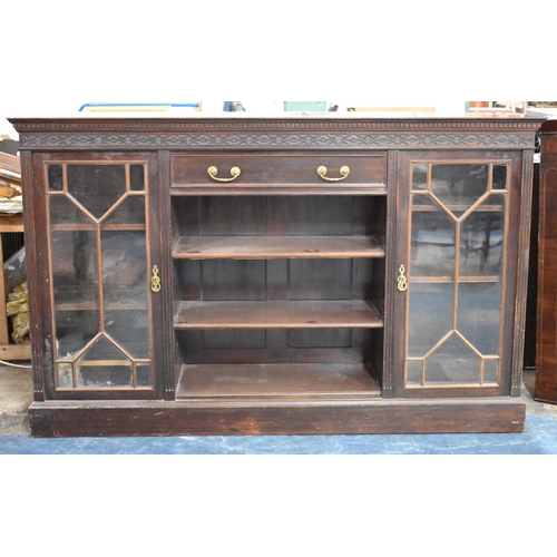 510 - A 19th Century Mahogany Sideboard Cabinet with Central Open Three Shelf Section Surmounted by Long D... 