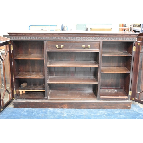 510 - A 19th Century Mahogany Sideboard Cabinet with Central Open Three Shelf Section Surmounted by Long D... 