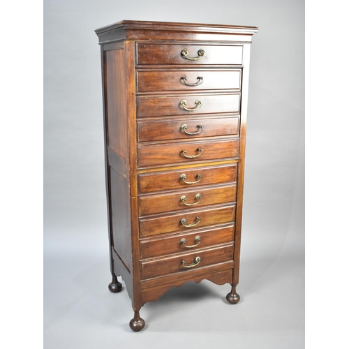 103 - An Edwardian Mahogany Ten Drawer Music Chest, 53cms Wide and 118cms High