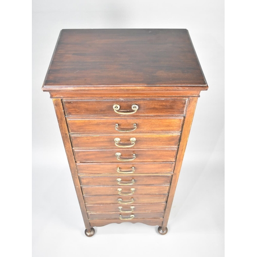 103 - An Edwardian Mahogany Ten Drawer Music Chest, 53cms Wide and 118cms High