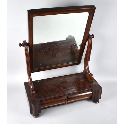 105 - A Victorian Mahogany Swing Toilet Mirror, Plinth Base with Two Drawers, Some Beading Detached but Pr... 