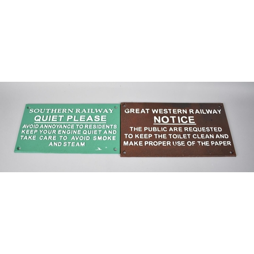 138 - Two Reproduction Cast Iron Railway Signs for GWR and Severn Railway, Largest 29.5cms Wide, Plus VAT