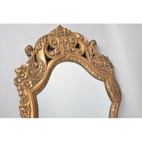 145 - A Mid 20th Century Gilt Framed Wall Mirror, 59x34cms Overall