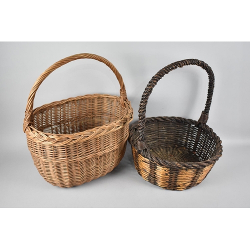 148 - A Vintage Oval Wicker Shopping Basket together with a Modern Circular Flower Trug