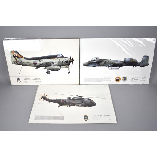 149 - A Collection of Three Unframed Aircraft Prints, 44x29cms