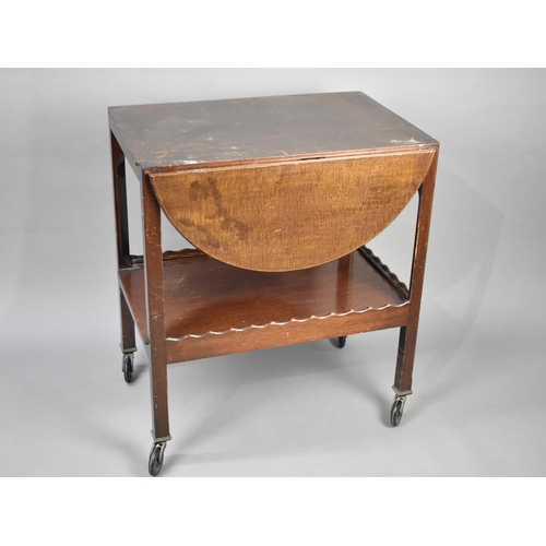 153 - A Mid 20th Century Mahogany Drop Leaf Two Tier Trolley, 60cms Wide