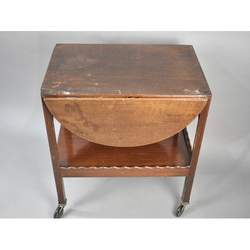 153 - A Mid 20th Century Mahogany Drop Leaf Two Tier Trolley, 60cms Wide