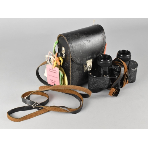 158 - A Pair of Leather Cased Russian Binoculars Complete with Collection of Cardboard Race Meeting Member... 