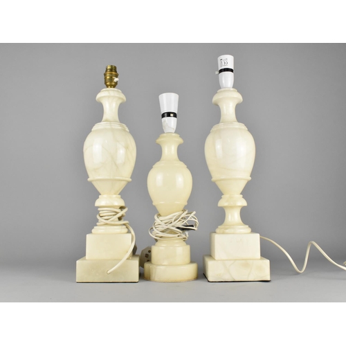 162 - A Pair of Alabaster Vase Shaped Table Lamp Bases and Smaller Similar Example, 41cms High