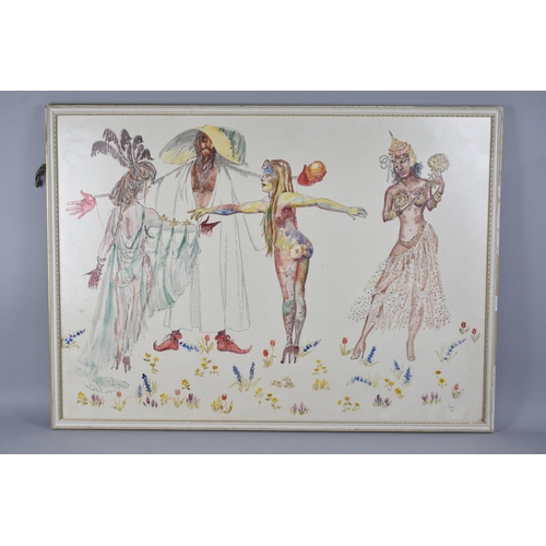 166 - A Large Framed Watercolour Under Glass Signed Inson 1981, 82x59cms