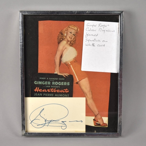 188 - A Framed Ginger Rogers Magazine together with Her Autograph on White Card