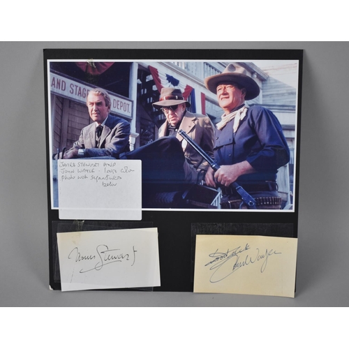 201 - A Coloured Photograph of James Stewart and John Wayne with Signed Cards for Each