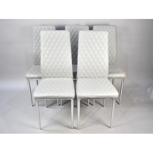 236 - A Set of Five Modern Upholstered Chrome Based Dining Chairs