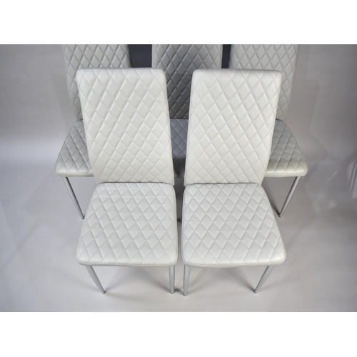 236 - A Set of Five Modern Upholstered Chrome Based Dining Chairs