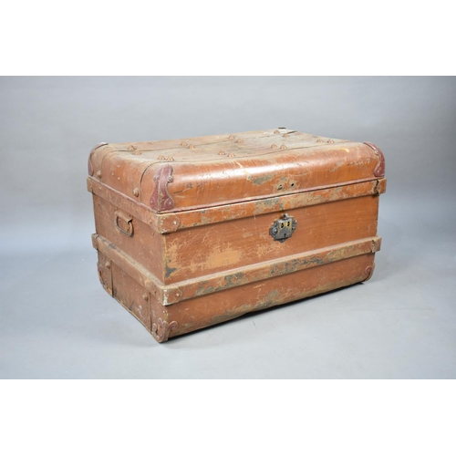 238 - A Scumble Glaze Metal Traveling Trunk, 70cms Long