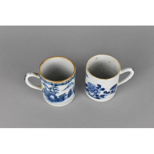 249 - Two Chinese Qing Period Blue and White Coffee Cans, the One Decorated with Willow Village Scene and ... 