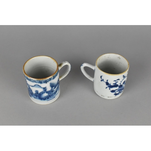 249 - Two Chinese Qing Period Blue and White Coffee Cans, the One Decorated with Willow Village Scene and ... 