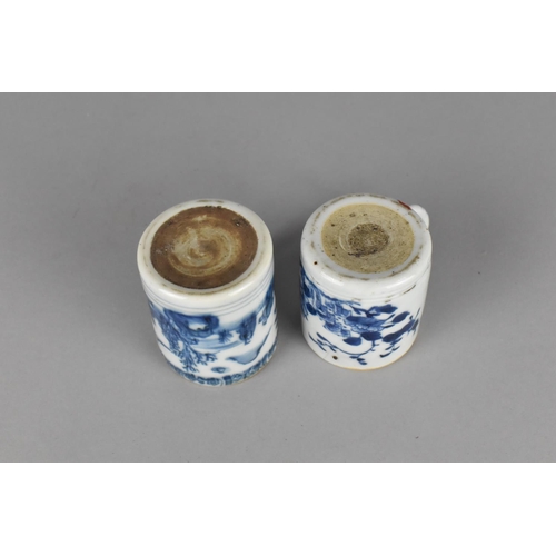 249 - Two Chinese Qing Period Blue and White Coffee Cans, the One Decorated with Willow Village Scene and ... 