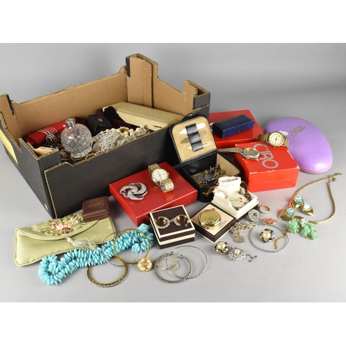 260 - A Collection of Various Costume Jewellery to Comprise Necklaces, Watches, Powder Compacts etc