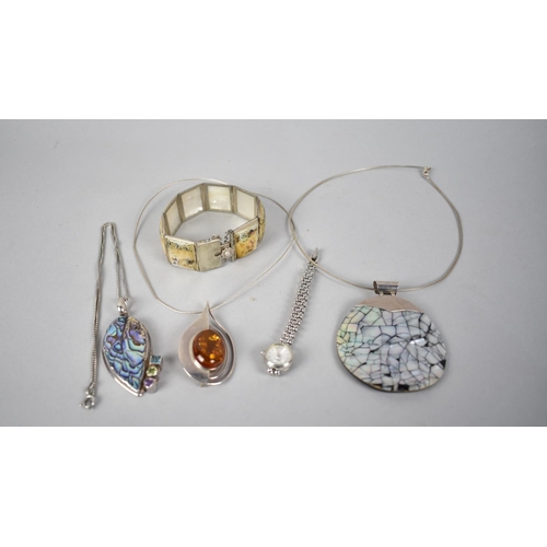 481 - A Collection of Silver Items to include Ladies Rotary Wristwatch, Persian Panelled Bracelet with Pai... 