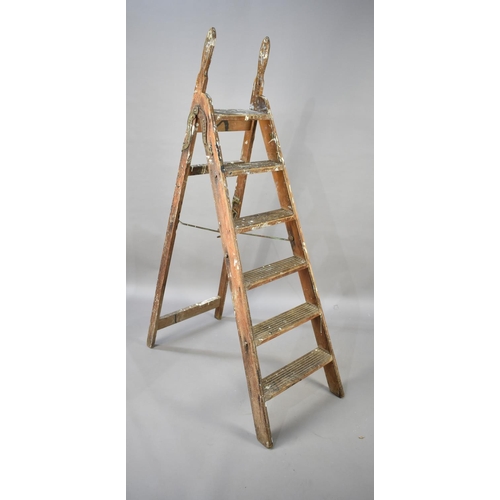 486 - A Vintage Five Step Wooden Step Ladder