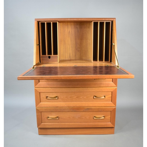 488 - A G-Plan Fall Front Bureau with Three Drawers to Base, 75cms Wide