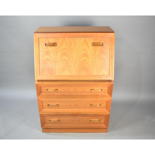 488 - A G-Plan Fall Front Bureau with Three Drawers to Base, 75cms Wide