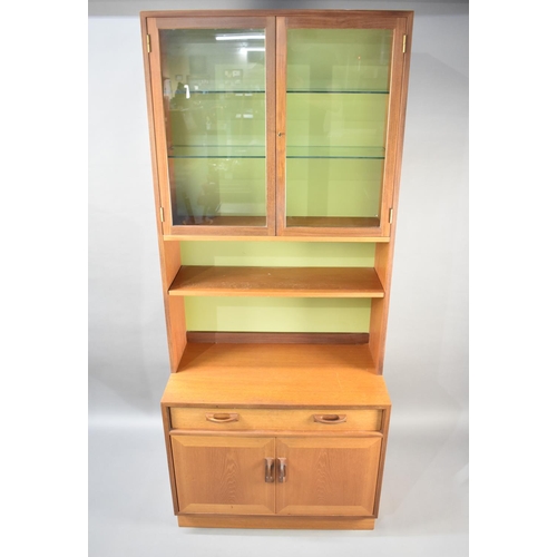 490 - A G-Plan Display Cabinet, The Base with Long Drawer over Cupboard, Open Shelf Over and Glazed Displa... 