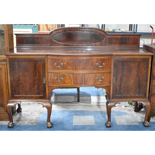 501 - An Edwardian Mahogany Galleried Sideboard with Bowed Breakfront Having Cutlery Drawer and One Drawer... 