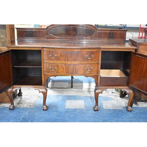 501 - An Edwardian Mahogany Galleried Sideboard with Bowed Breakfront Having Cutlery Drawer and One Drawer... 