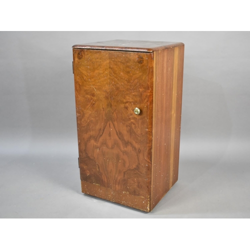 503 - An Edwardian Walnut Veneered Bedside Cabinet, 36cms Wide