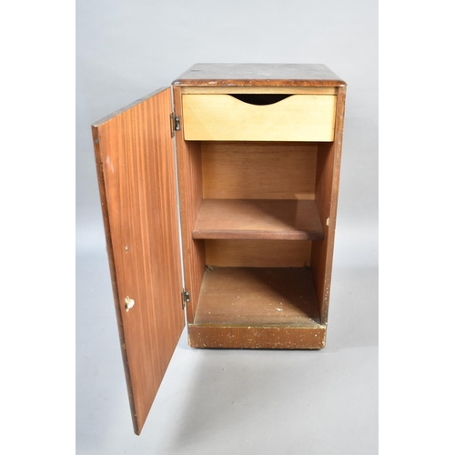 503 - An Edwardian Walnut Veneered Bedside Cabinet, 36cms Wide