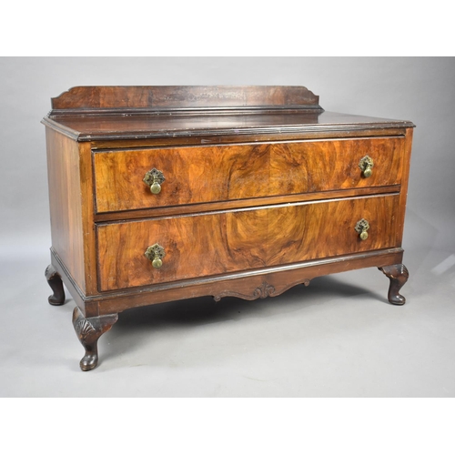 506 - An Edwardian Dressing Chest Base with Galleried Back and Two Drawers, 107cms Wide