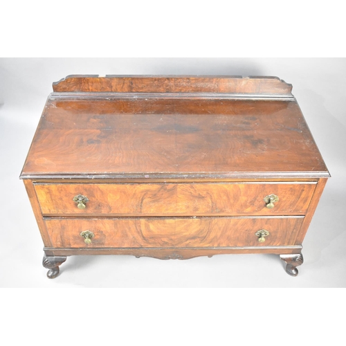 506 - An Edwardian Dressing Chest Base with Galleried Back and Two Drawers, 107cms Wide