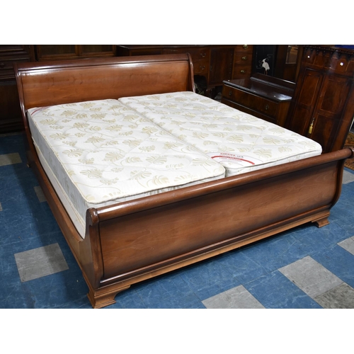 507 - A Modern  French Mahogany Sleigh Bed, California King Size for 72