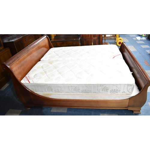 507 - A Modern  French Mahogany Sleigh Bed, California King Size for 72