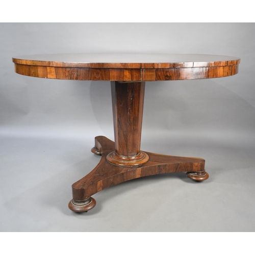 520 - A Victorian Circular Rosewood Snap Top Loo Table on Triform Base, 119cms Diameter