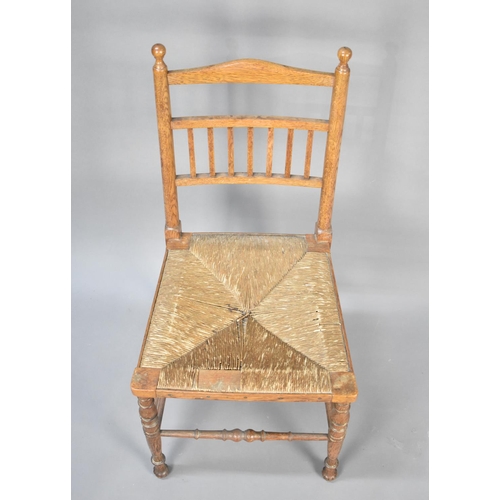 523 - A Small Edwardian Oak Framed Ladies Bedroom Chair, Condition issues