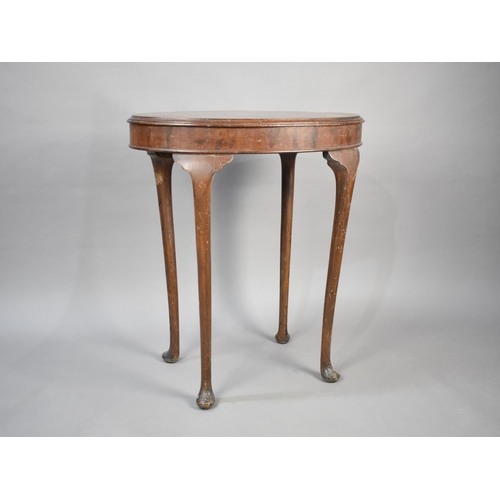 77 - A Mid 20th Century Mahogany Oval Topped Occasional Table with Extended Cabriole Supports, 65cms Wide