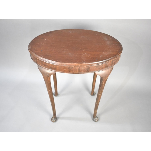 77 - A Mid 20th Century Mahogany Oval Topped Occasional Table with Extended Cabriole Supports, 65cms Wide