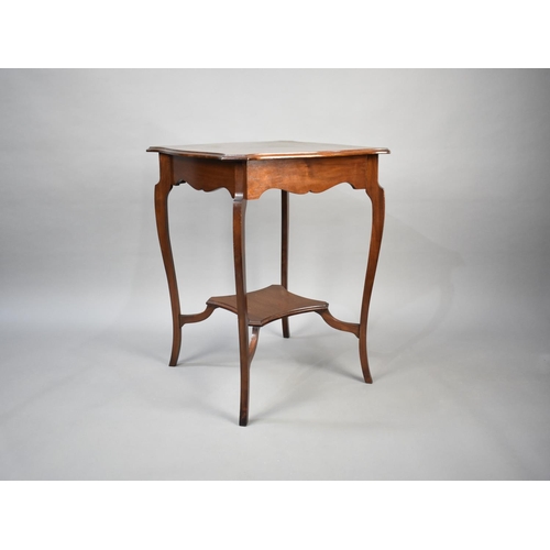 79 - An Edwardian Mahogany Occasional Table with Shaped Square Top, 55cms