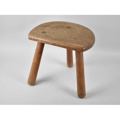 80 - A Mid 20th Century Oak Demi Lune Three Legged Stool, 29cms Wide