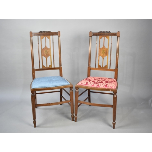 83 - A Pair of Edwardian Inlaid Mahogany Bedroom Chairs