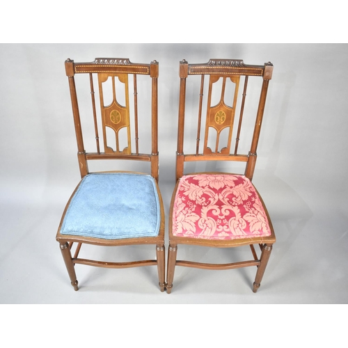 83 - A Pair of Edwardian Inlaid Mahogany Bedroom Chairs