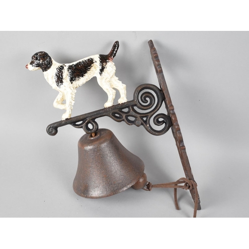 89 - A Cold Painted Cast Metal Wall Mounting Doorbell with Spaniel Sporting Dog Motif, 36cms High, Plus V... 